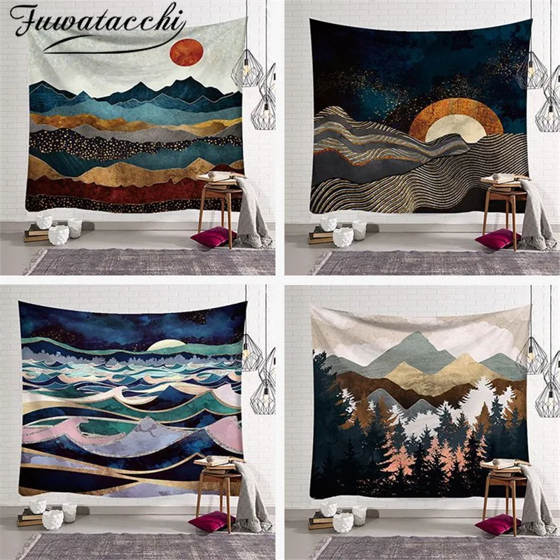 Fuwatacchi настенный гобелен с мандалой новинка для путешествий кемпинга восхода