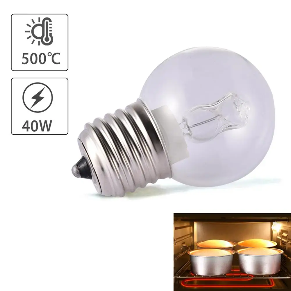 

40W E27 Oven Cooker Bulb Lamp Heat Resistant Light 110-250V 500 Celsius Warm White Lighting
