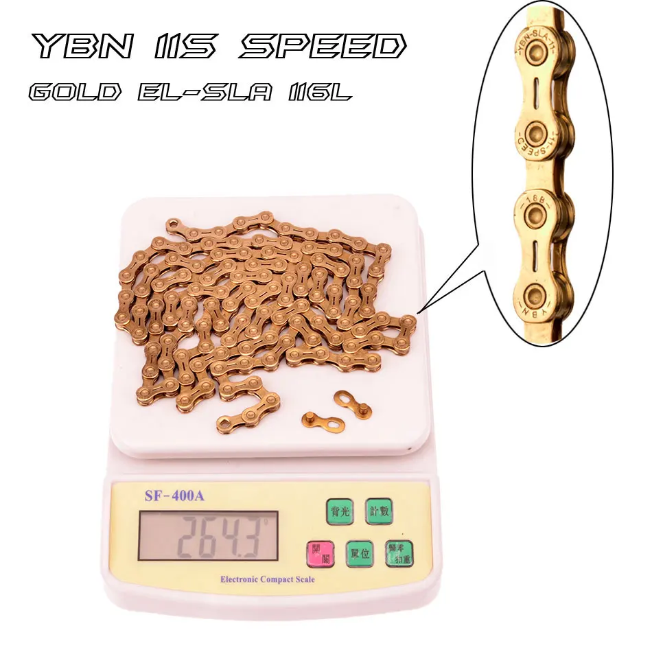 Цепь велосипедная YBN X12L x10 x10sl x9sl x11sl Золотая цепь для горного и дорожного