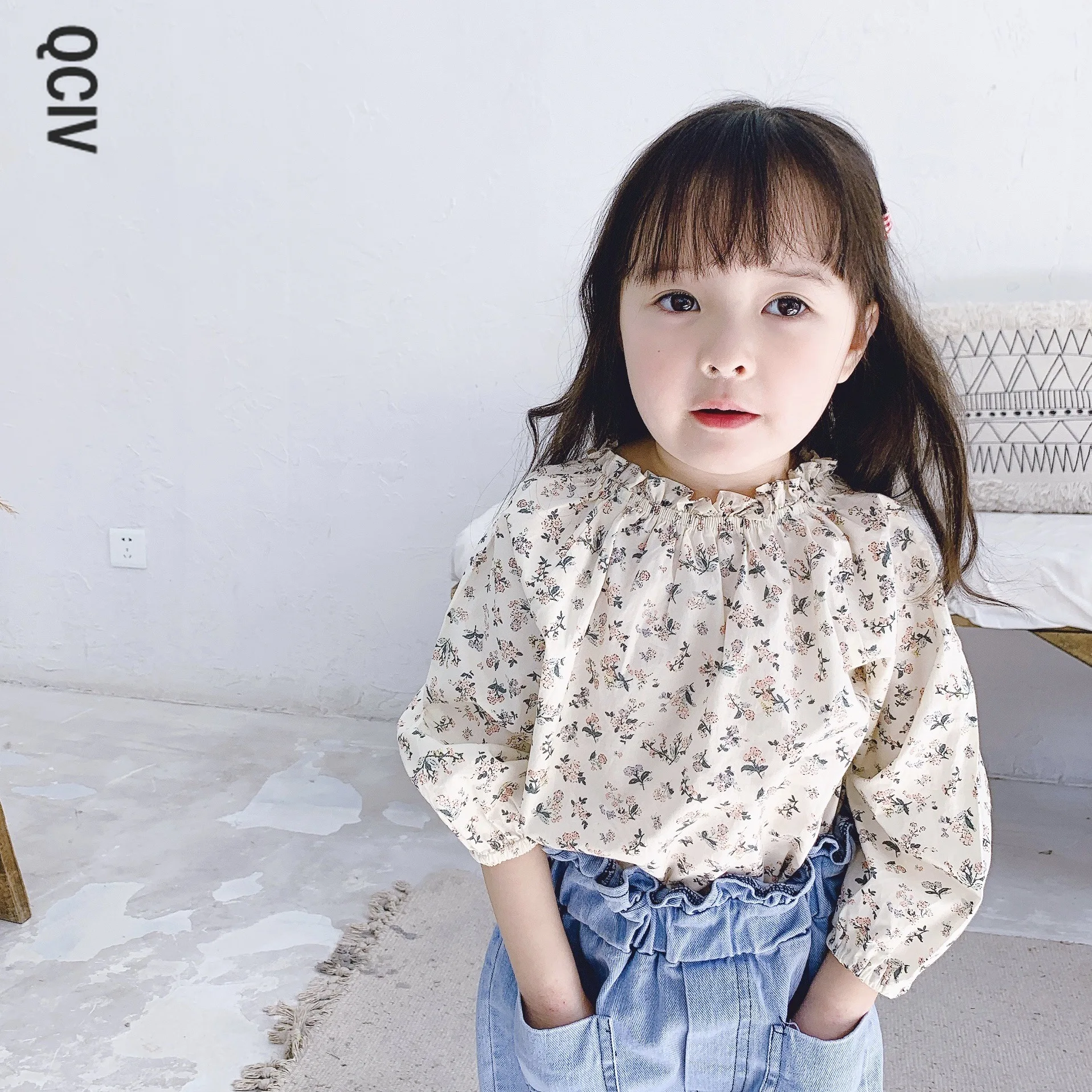 

Spring baby girls cute floral long sleeve shirts kids cotton clothes Tops 1-6Y