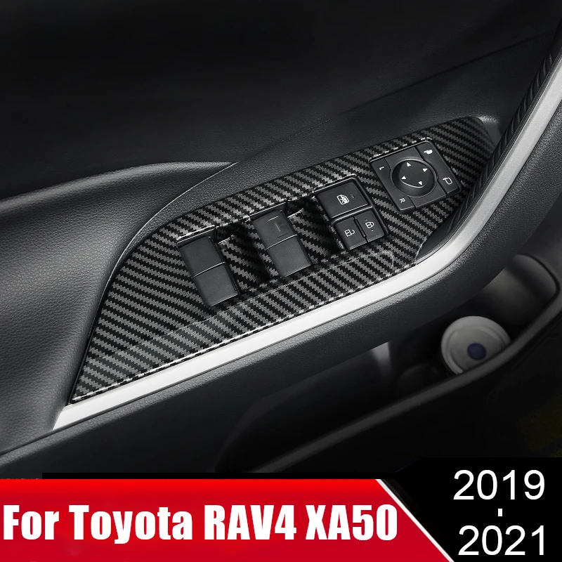 

For Toyota RAV4 RAV 4 XA50 2019 2020 2021 ABS Car Door Armrest Panel Window Switch Lift Buttons Covers Trim Interior Accessories