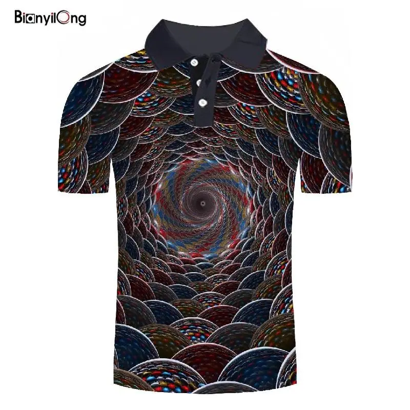 Мужская футболка-поло BIANYILONG Однотонная с коротким рукавом и 3D принтом лето 2019 |