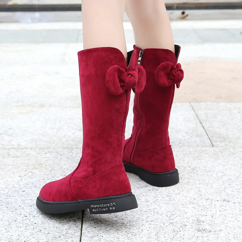 Сапоги для девочек 2019 г. Модная зимняя детская обувь теплые зимние сапоги