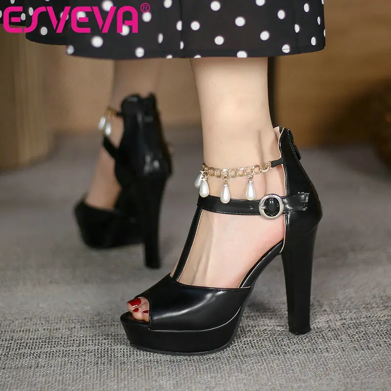 

Женские босоножки из микрофибры ESVEVA, на платформе, с пряжкой, с открытым носком, на квадратном высоком каблуке, большие размеры 34-4, для лета, ...