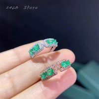 new style 925 silver inlaid natural emerald ring womens jewelry a gift for girls