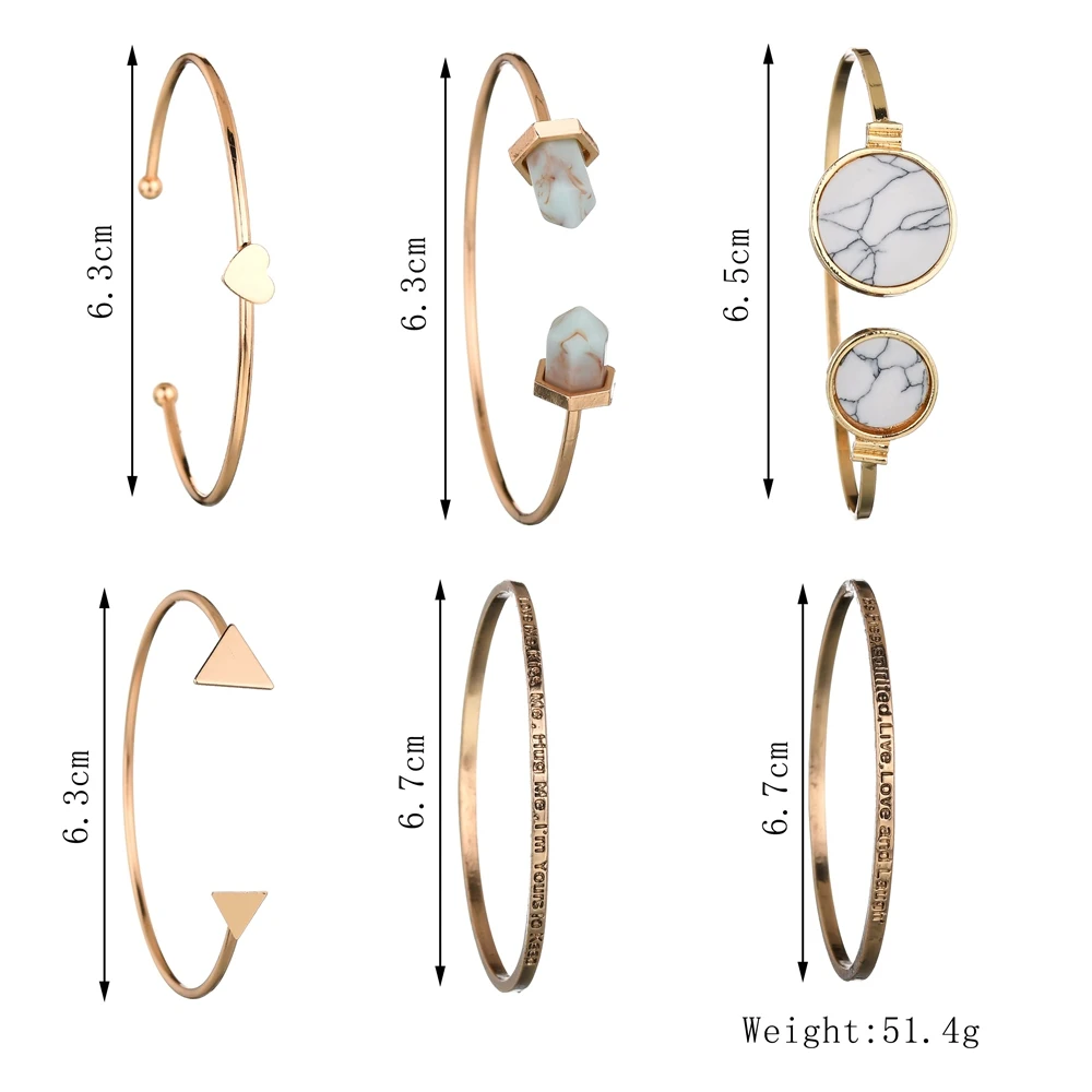 2020 6 шт. свободу Мощность треугольник узел браслет Набор Винтаж стекируемые