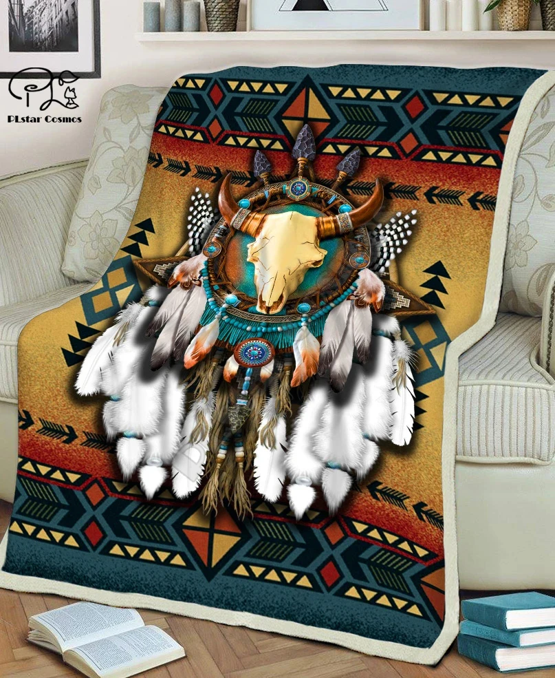 

Native Buffalo Pattern fashion Hooded Blanket 3D full printed Wearable Blanket Adults/Child Fleece Blanket drop shipping