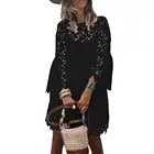 1 комплект, женское платье на бретельках, комплект с накидкой, кружевное женское Прозрачное платье с расклешенными рукавами и вырезами, праздвечерние чное платье в стиле пэчворк