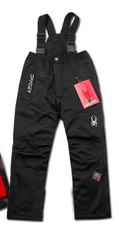 black pants Лыжные комплекты для мальчиков и девочек, зимняя водонепроницаемая ветрозащитная детская Лыжная куртка, Детские уличные теплые спортивные костюмы с капюшоном для сноуборда - Цвет: black pants