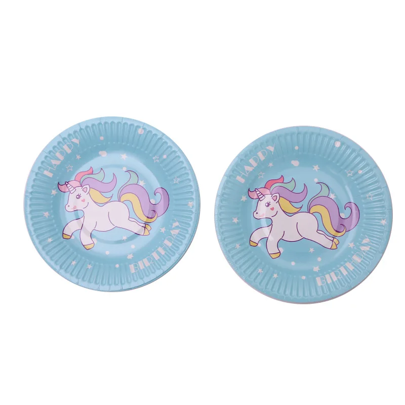 53 шт./компл. одноразовая посуда с единорогом розовая синяя бумажная тарелка