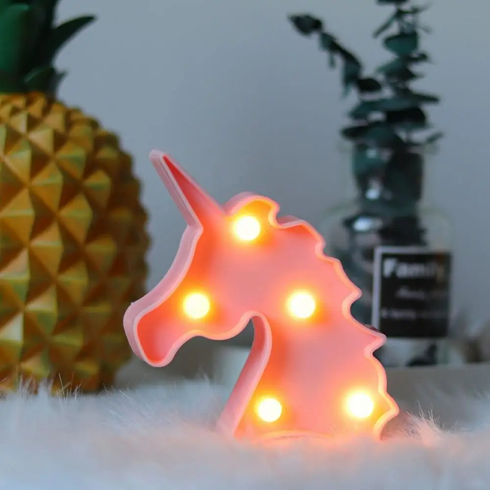 YAYU мультфильм настольная лампа 3D Корона/единорог голова кактус