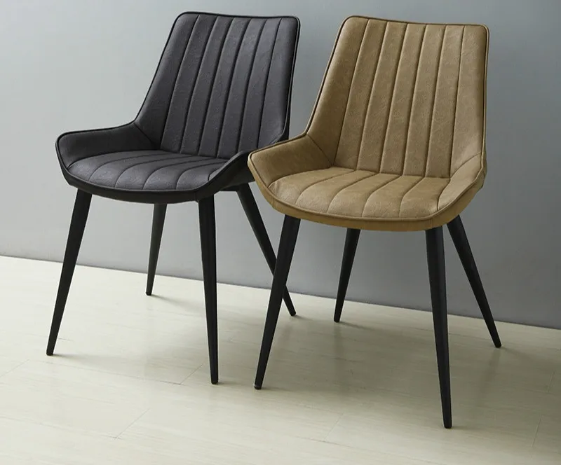 

Dining chair Nordic modern minimalist home chair creative leisure stool wrought iron cafe restaurant sprinkler shop PU leather c