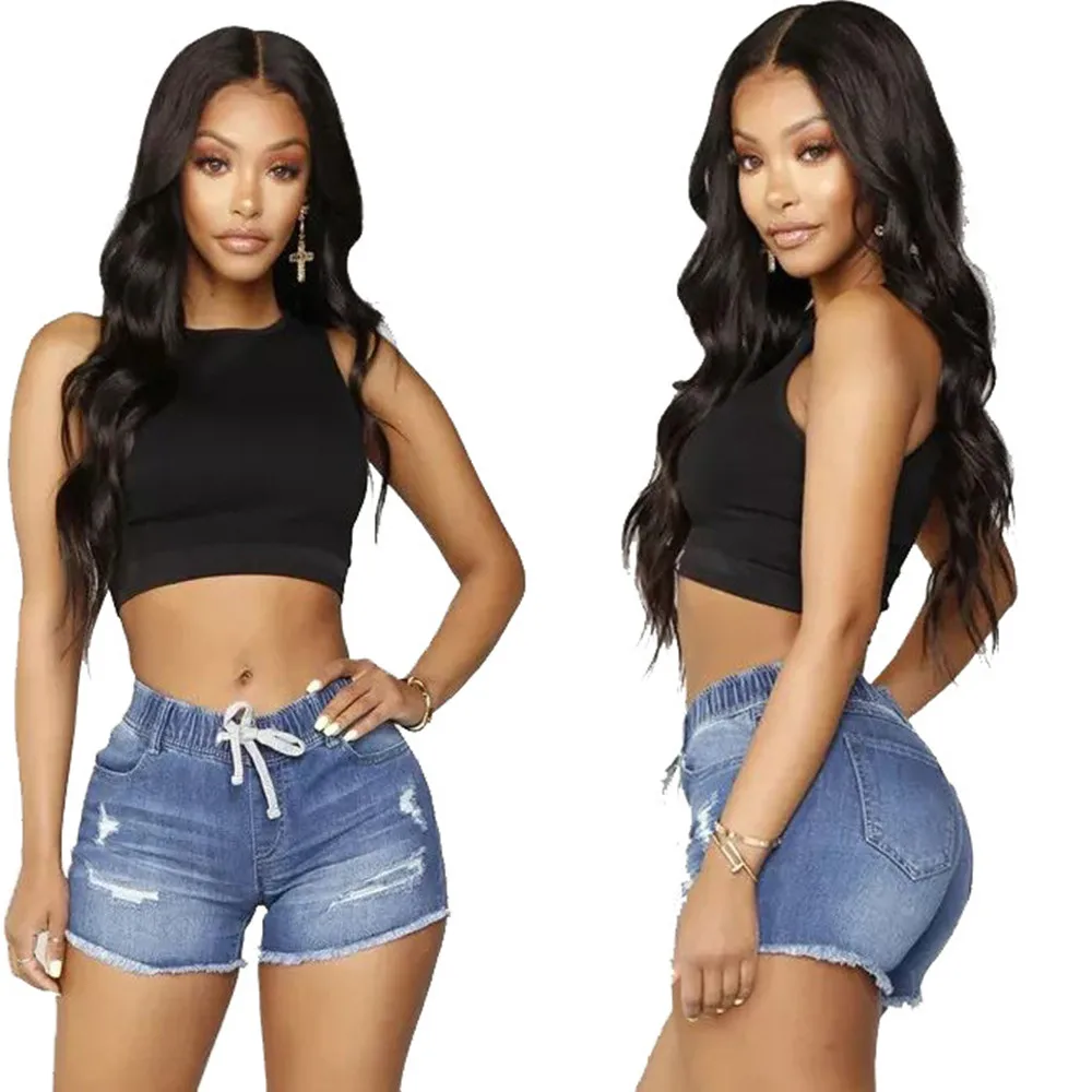

Women's Summer Fashion Trend Slim Ripped Denim Shorts