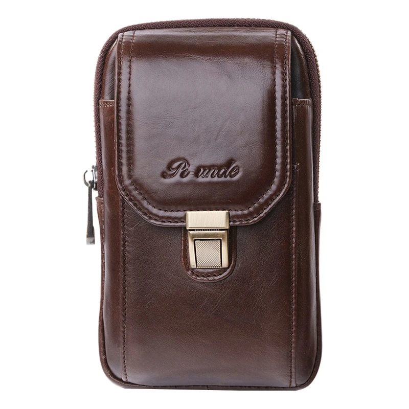 PI дядя кожаный пояс в стиле ретро сумка Для мужчин Мобильный телефон через плечо
