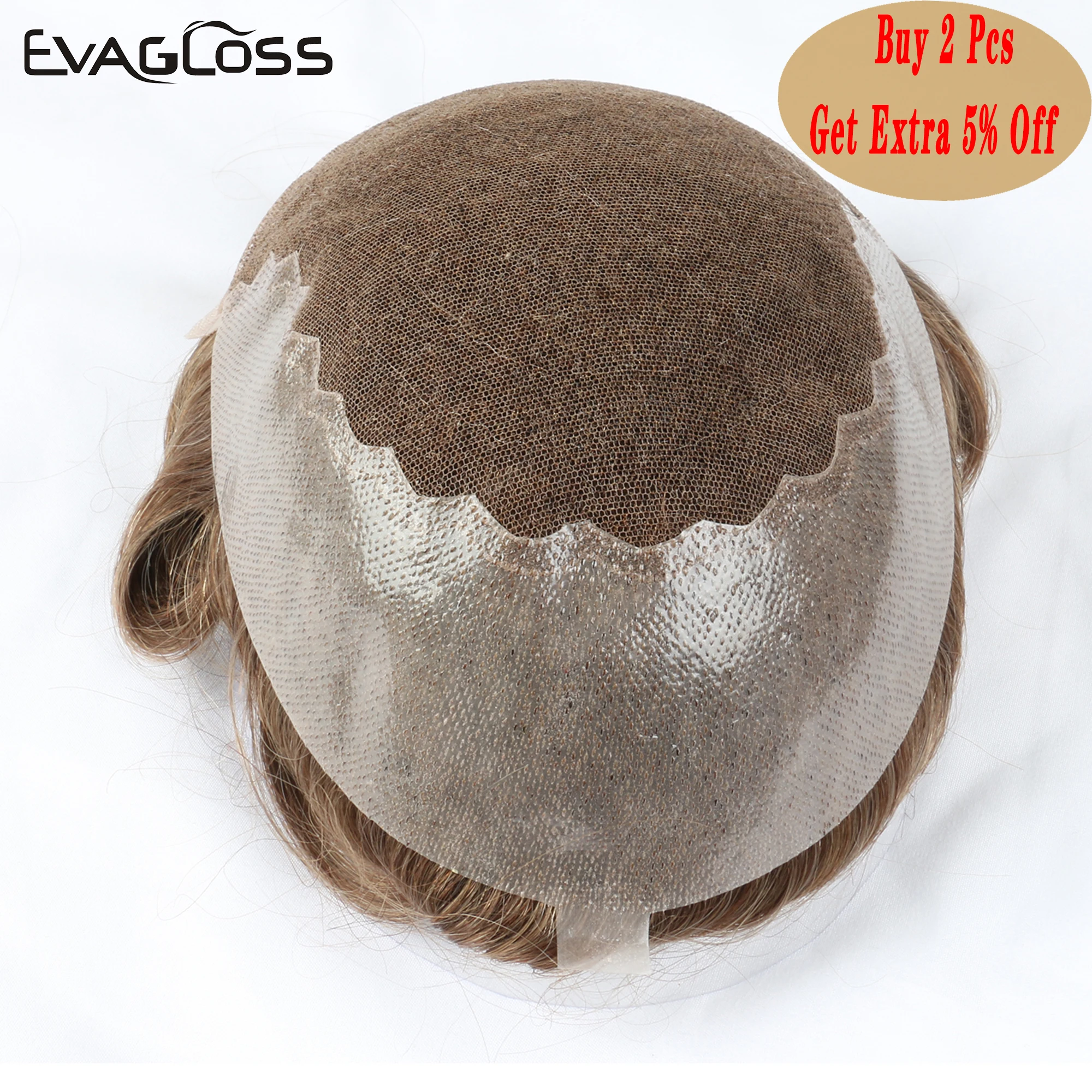 Парик EVAGLOSS мужской из натуральных человеческих волос швейцарский тонкий протез