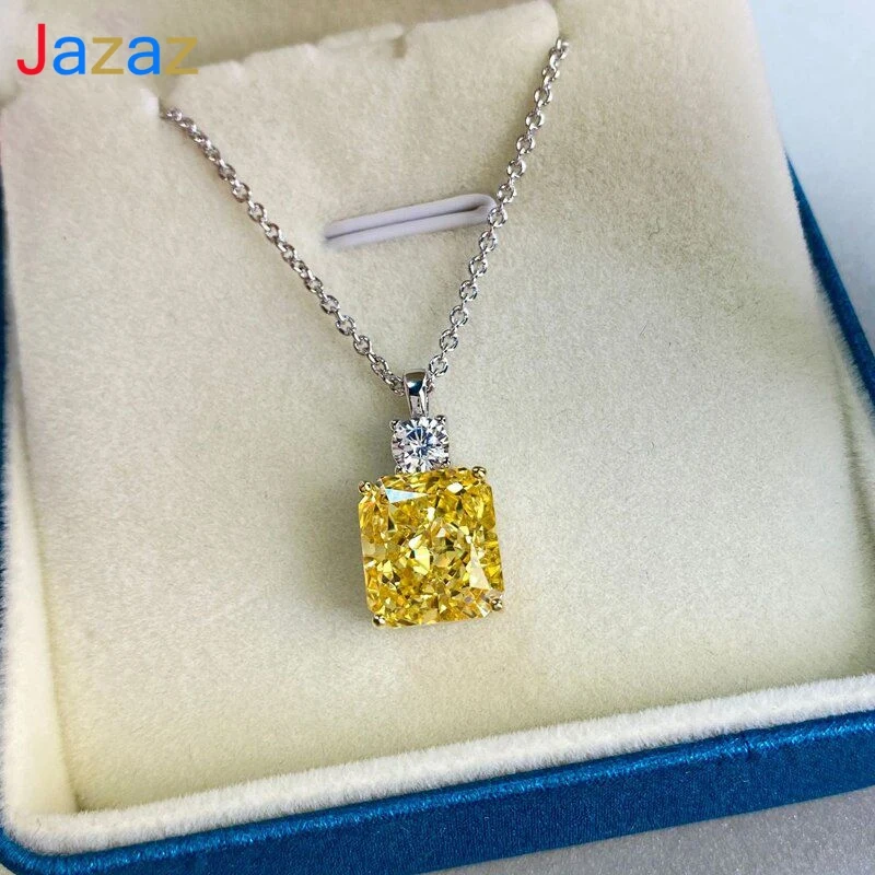 

Jazaz 100% 925 Sterling Silver Sparkling Ice Cut Topaz High Carbon Diamoind Pendant Neckalce For Women Party Fine Jewelry B0609