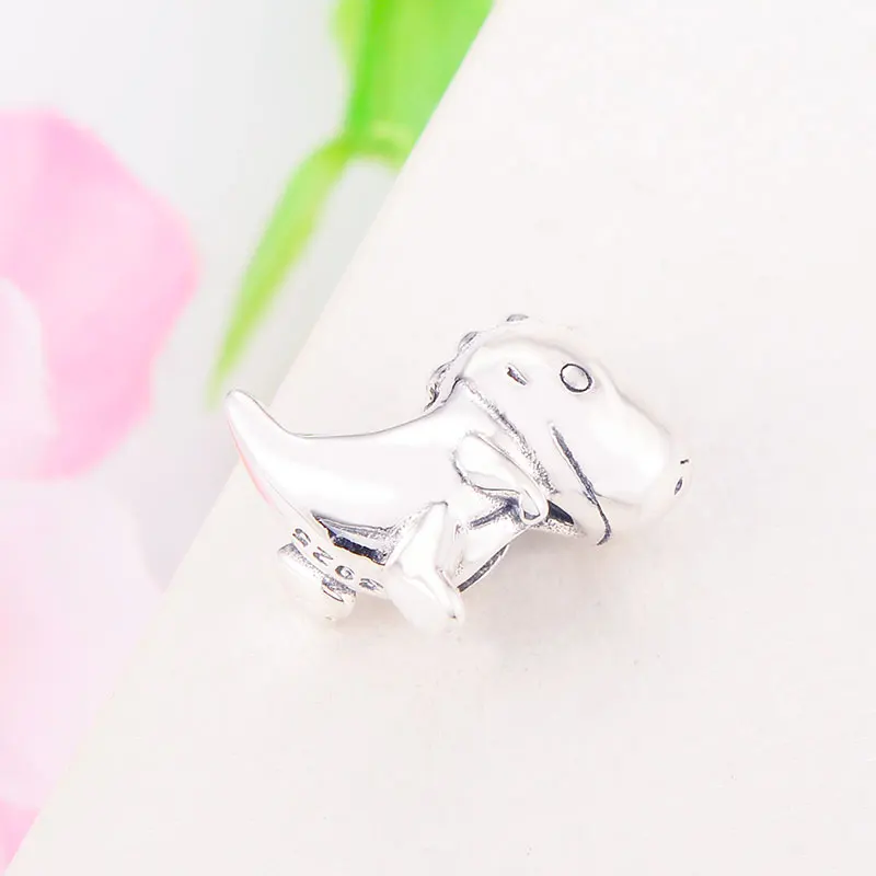 925 Стерлинговое Серебро Динозавр Дино бисера Подходит оригинальный Пан Шарм