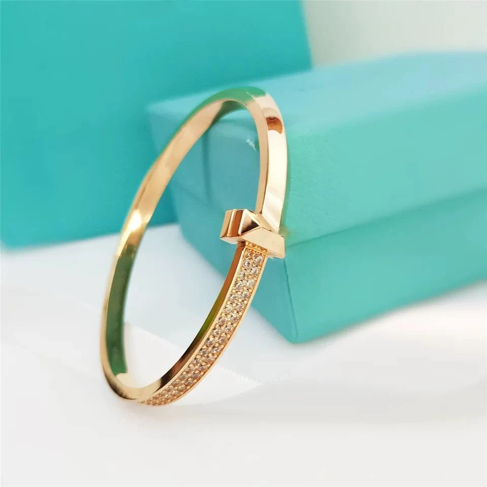 

S925 Sterling Silver Bangle For Women Classic T1 Series Couple Bracelet Simple Luxury Jewelry Gift Variety 3 Colors