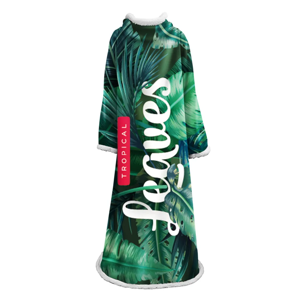 Тропическое пушистое одеяло с рукавом зелеными листьями птицей райского шерпы