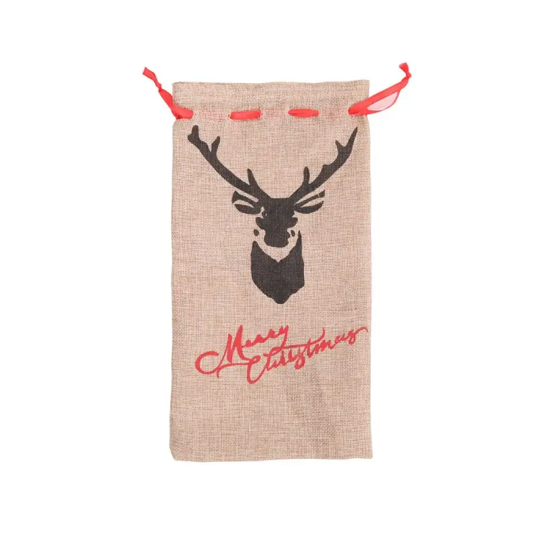 Рождественская Крышка для бутылки вина с рисунком оленя льняные Подарочные