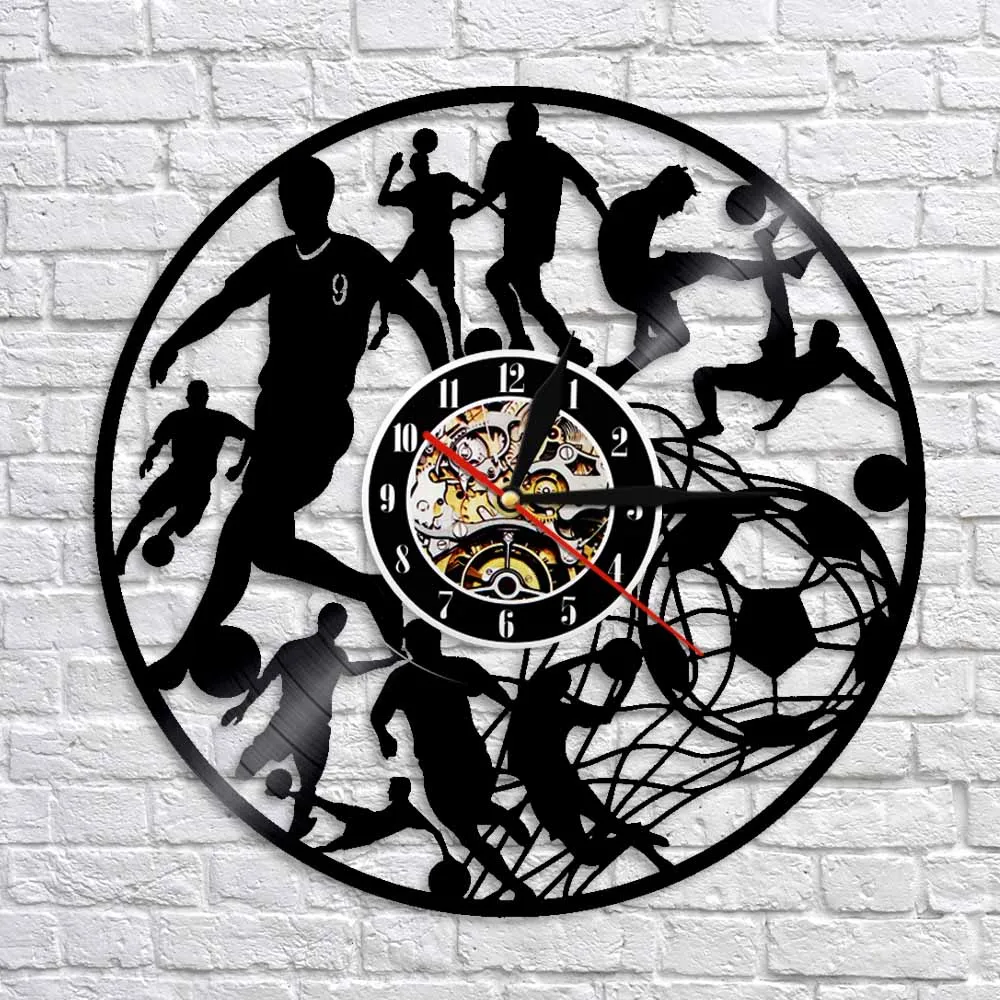 Настенные часы для футбола футбольные игроки кикбол сетка гол полевой мяч спорт