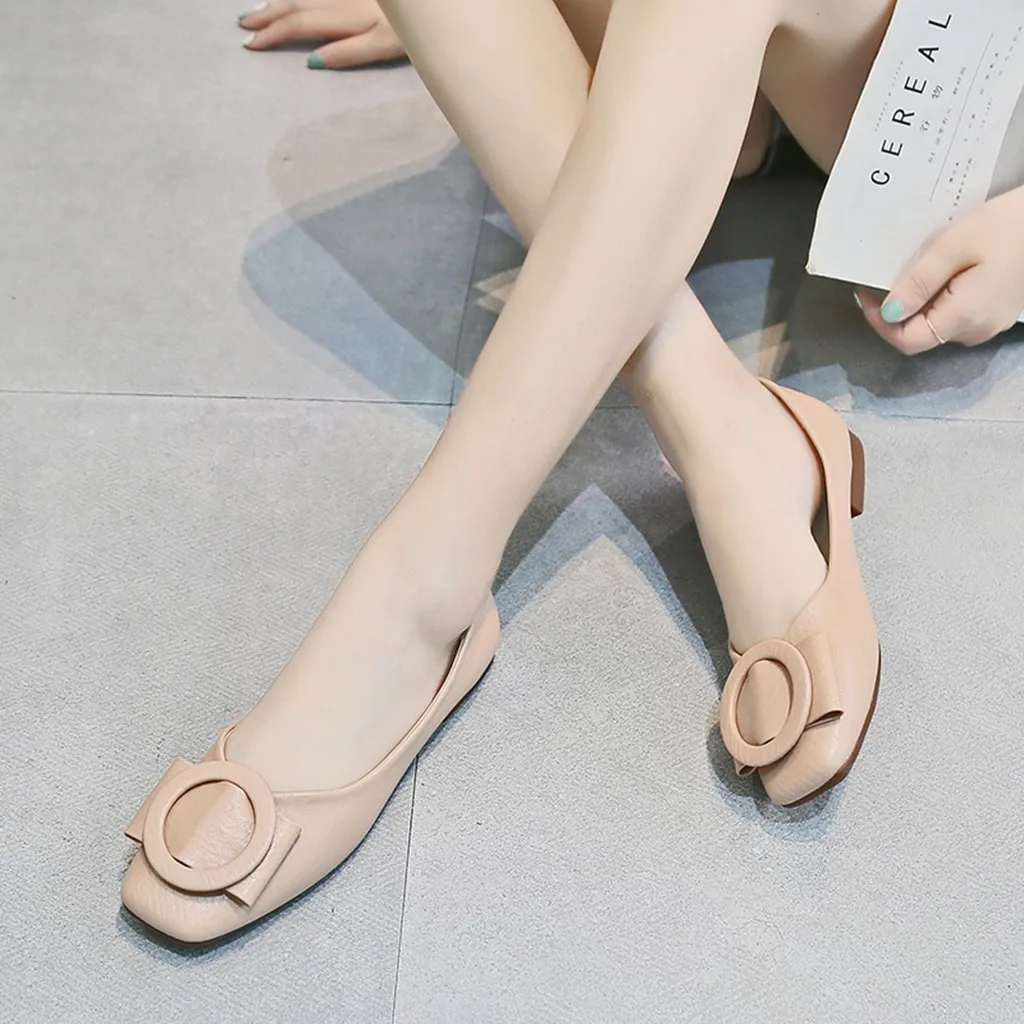 

Women Sandals Square Toe Single Shoes Fashion Low Heel Flats Summer Shoes Woman Casual Pumps Plus Size sandalias mujer