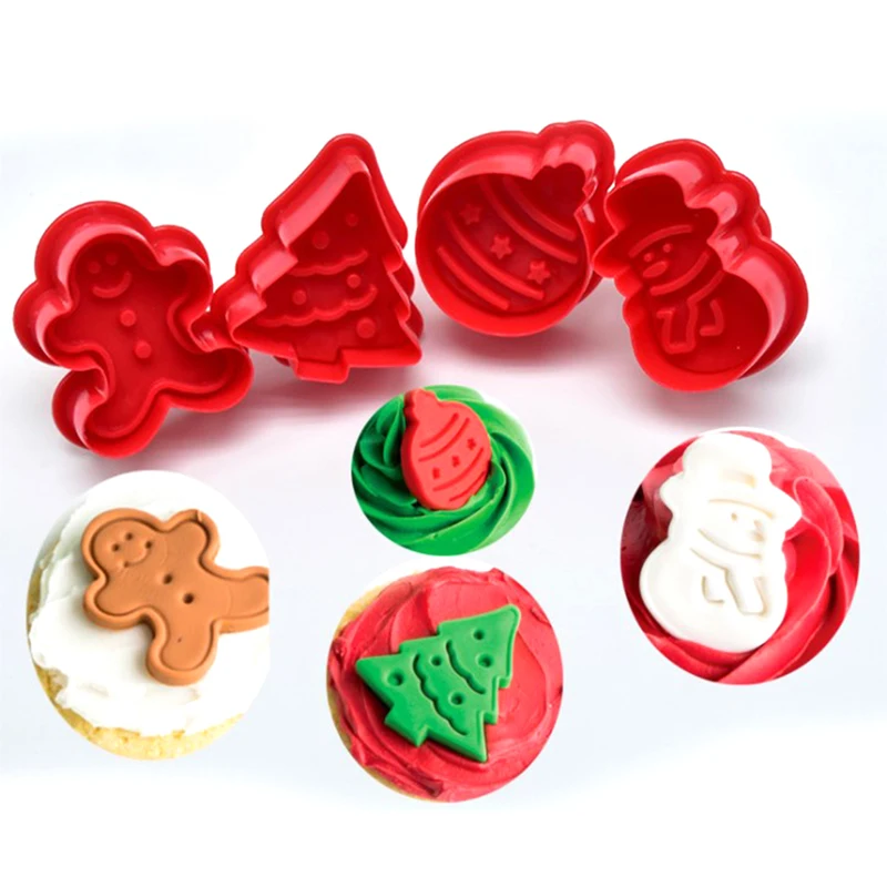

4 pc/set Snowman/ Xmas Tree Cookie Plunger Cutter Mould Fondant Cake Mold