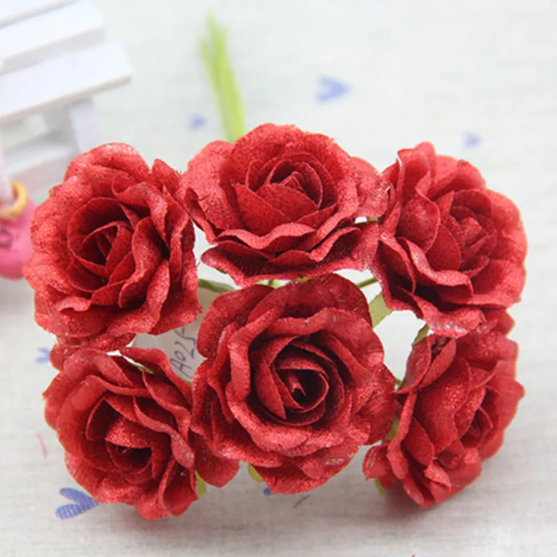 Искусственные металлические цветы 60 шт. 3 5 см букет из ткани с блестками роз