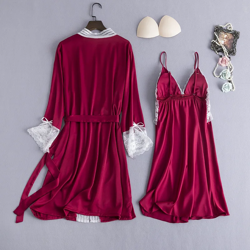 Женская пижама бордового цвета комплект из 2 предметов Сексуальная Домашняя