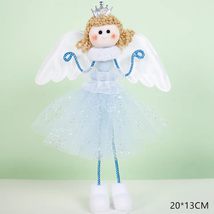 Blue Год Noel Рождественские куклы Ангел подвеска с Санта-Клаусом украшения Рождественская елка украшения для дома дети натальный подарок ремесло - Цвет: Blue