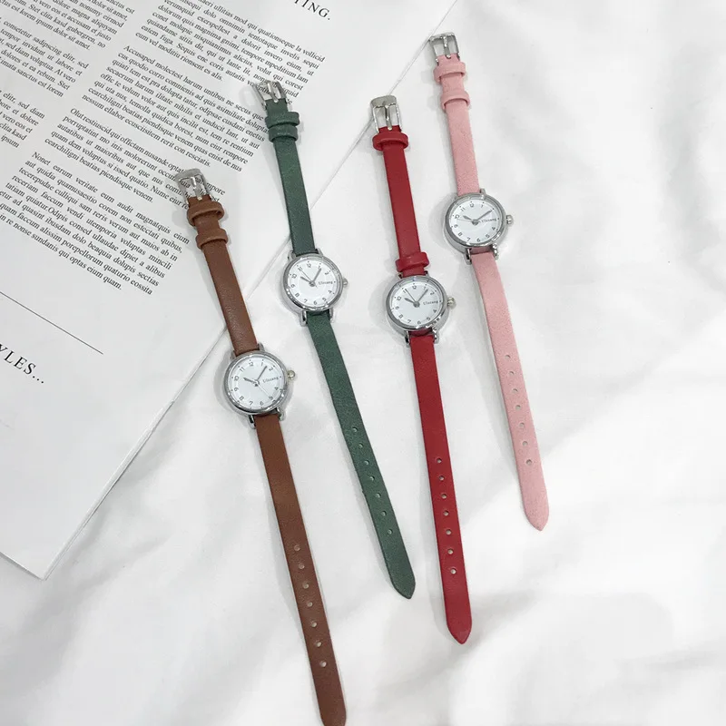 

Women's Fashion White Small Watches 2021 Ulzzang Brand Ladies Quartz Wristwatch Simple Retr Montre Femme With Leather Band Clock