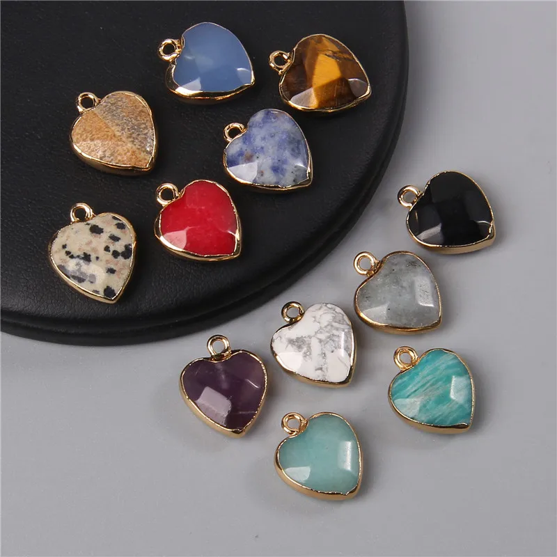 2 шт. натуральный камень тигровый глаз аметистами кулон сердце Форма
