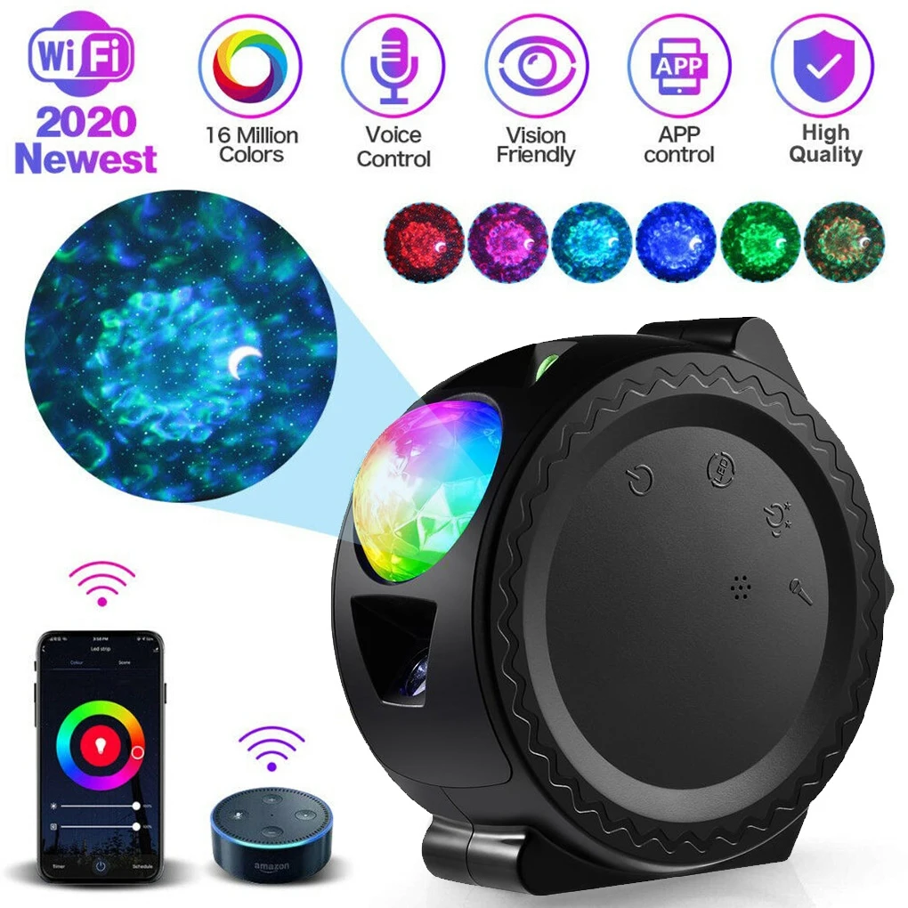 Wifi App Starry Sky Projector Galaxy Projector Stars Moon Ocean Voice Music Control Led Night Light Lamp For Kid Gift Smart Life