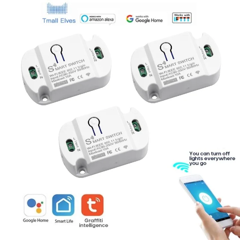 10A Интеллектуальный переключатель Wi Fi Беспроводной дистанционный Модуль