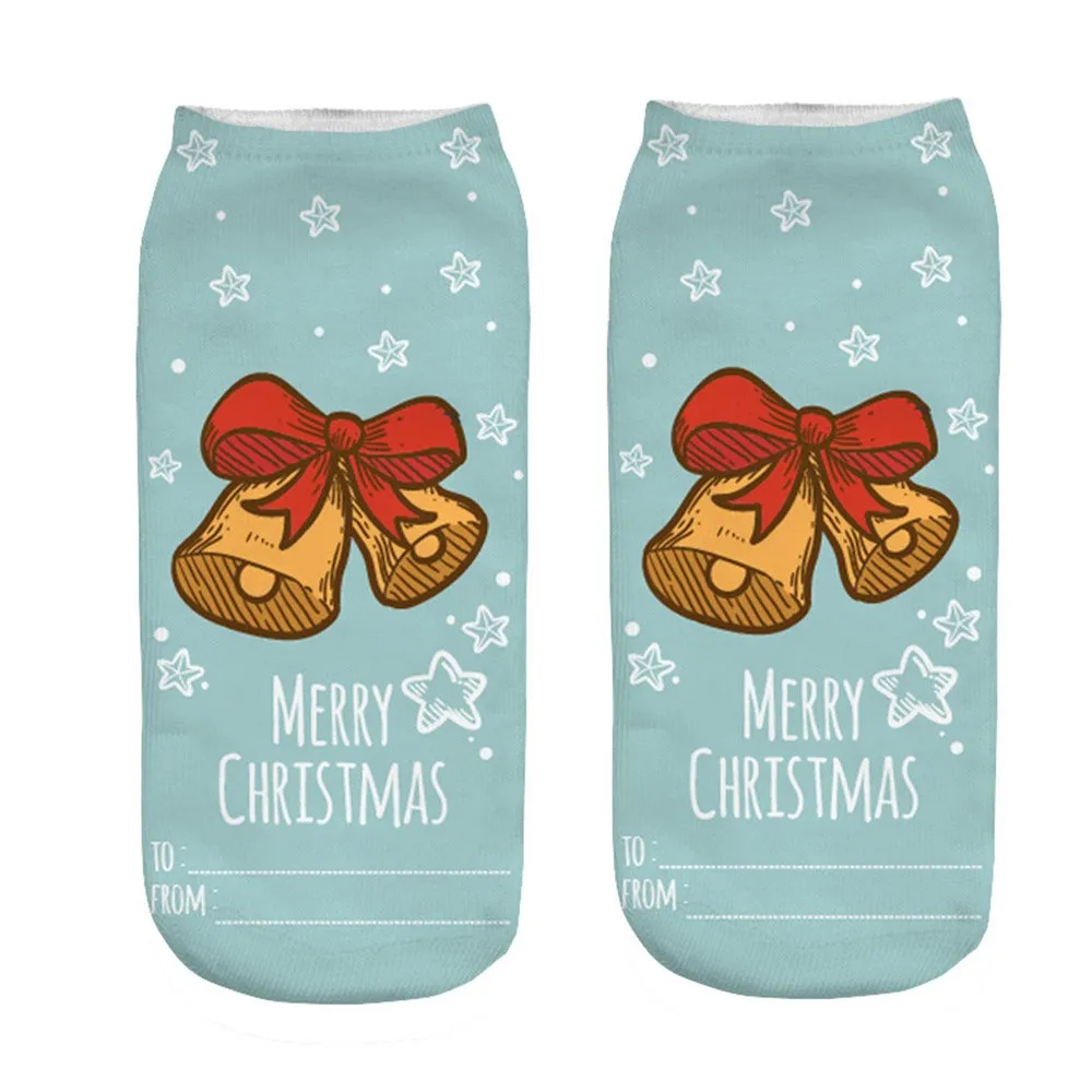 Женские забавные рождественские короткие носки с объемным принтом забавным