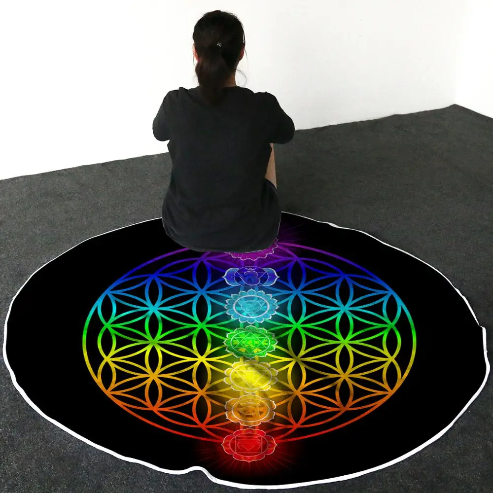 Покрывало для кровати круглая чакра Фланелевое покрывало с цветком из флиса | Дом