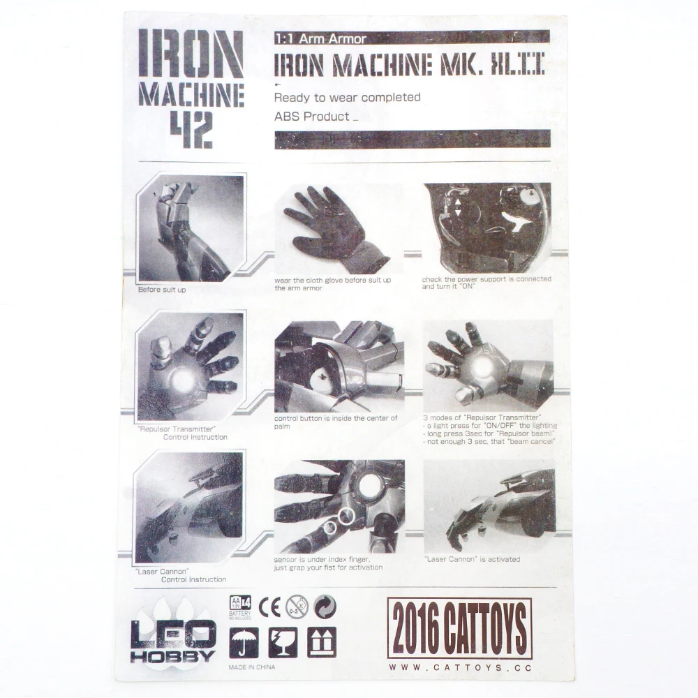Cattoys 1:1 Железный человек MK42 Guntlet Arm лазерное устройство пальмовый светильник звуковой эффект Косплей Модель коллекция игрушка подарок с оригинальной коробкой