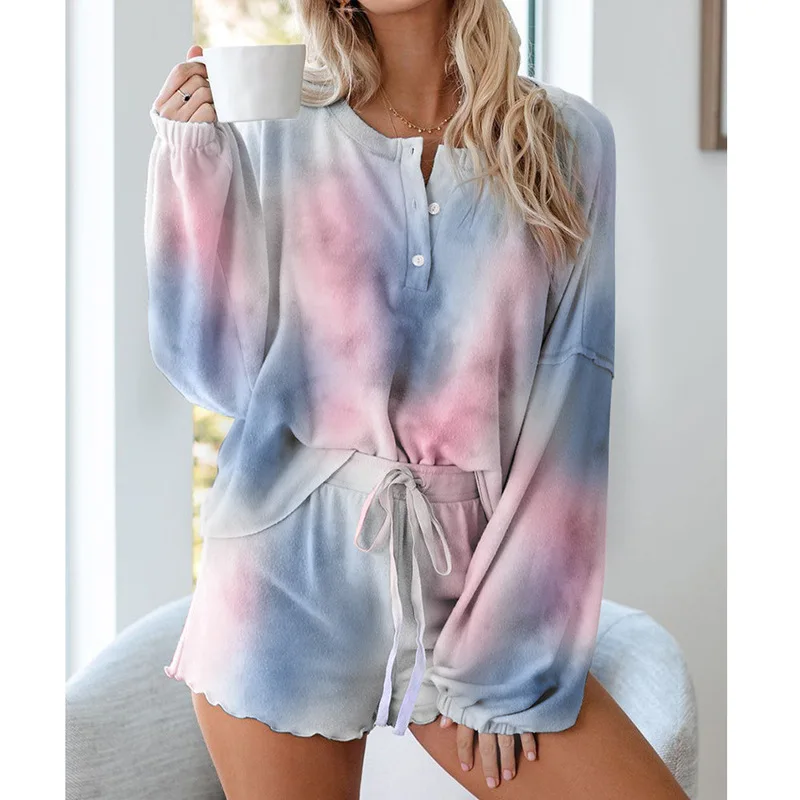 GOGONI Women Pajama Sets Leopard Tie-dye Clothes Summer Sleepwear Fashion S-2XL Printing For Sweet | Женская одежда