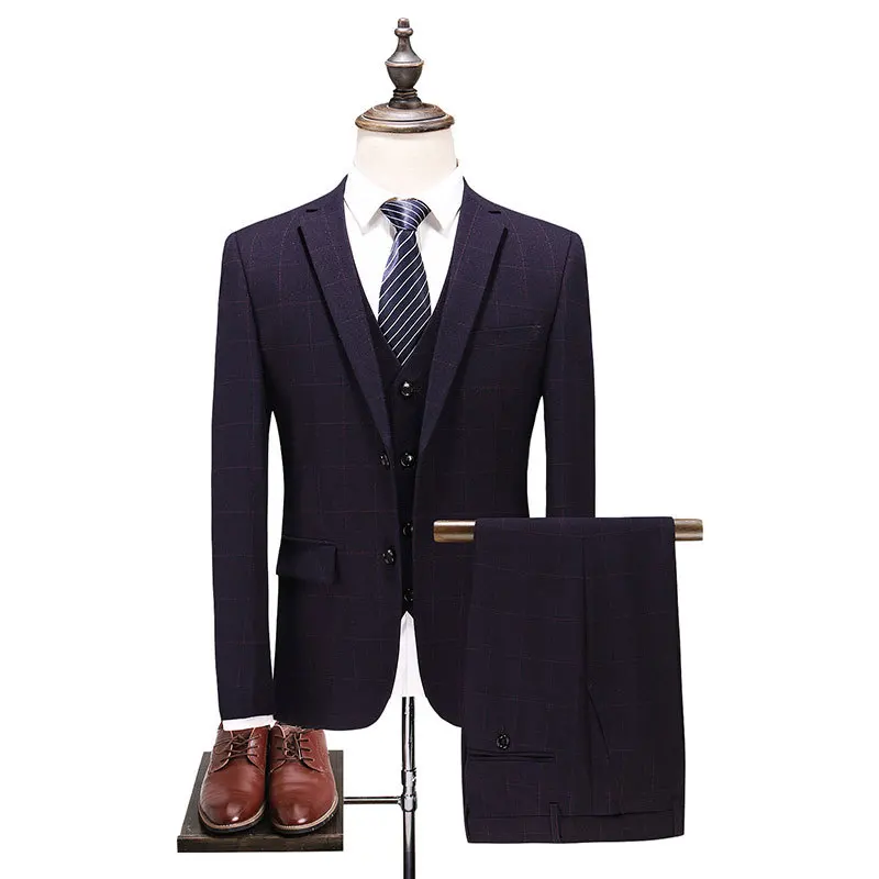 

2019 men three-piece business suit, cultivate one's morality leisure squares groomsman groom wedding dress
