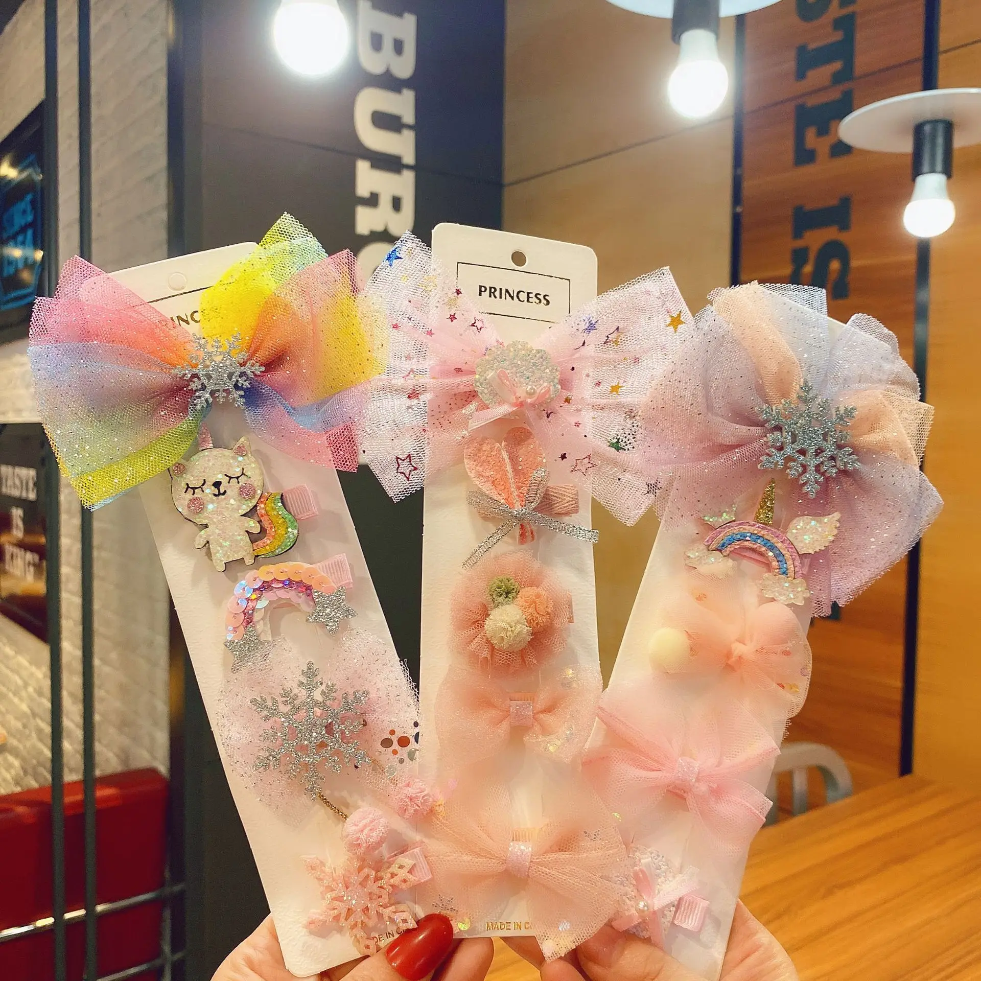 Набор милых детских заколок для волос с бантом из мультфильма аксессуары