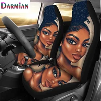 darmian womens black art african girl printing set of 2 car seat covers air cushion luxury brand car interior front seat covers