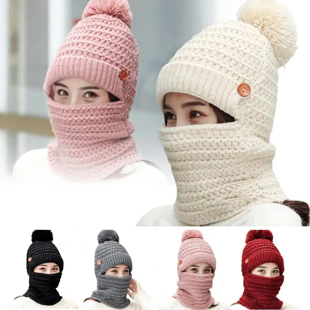

Hat Scarf Knitted Warm Cap Soft Thicken Muffler Beanie Skiing Supplies