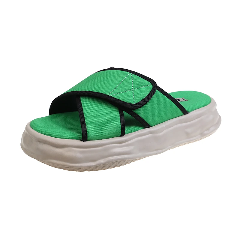 

Casual Sandals Beach Outdoor Slides Ladies Shoes 2021 Summer Flat Mid Heel Women Slippers Platform Peep Toe Zapatos De Mujer