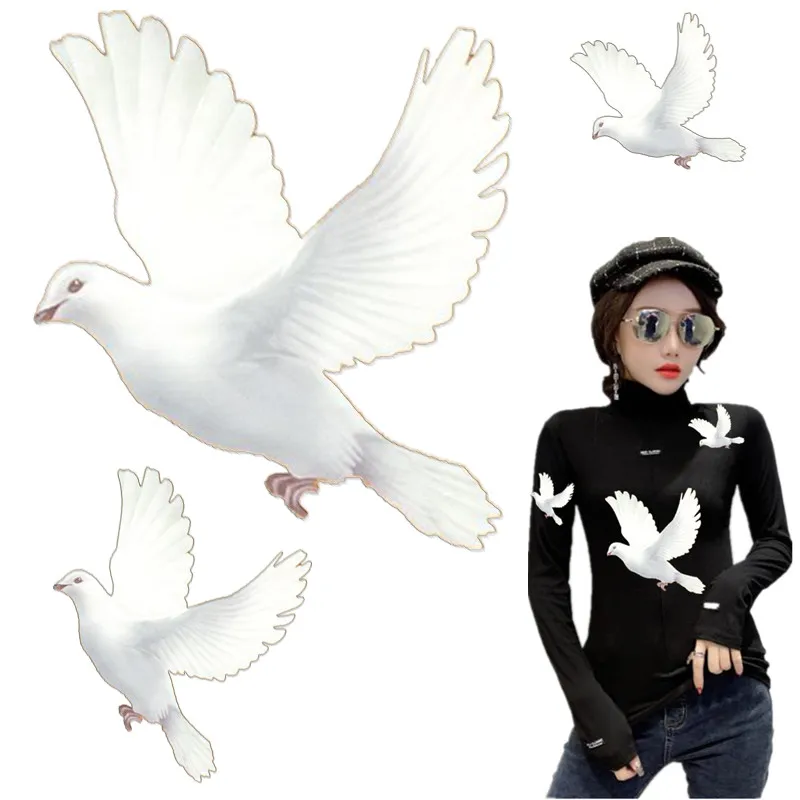 Пластырь странные вещи ПВХ белый голубь железные наклейки для переноса одежды