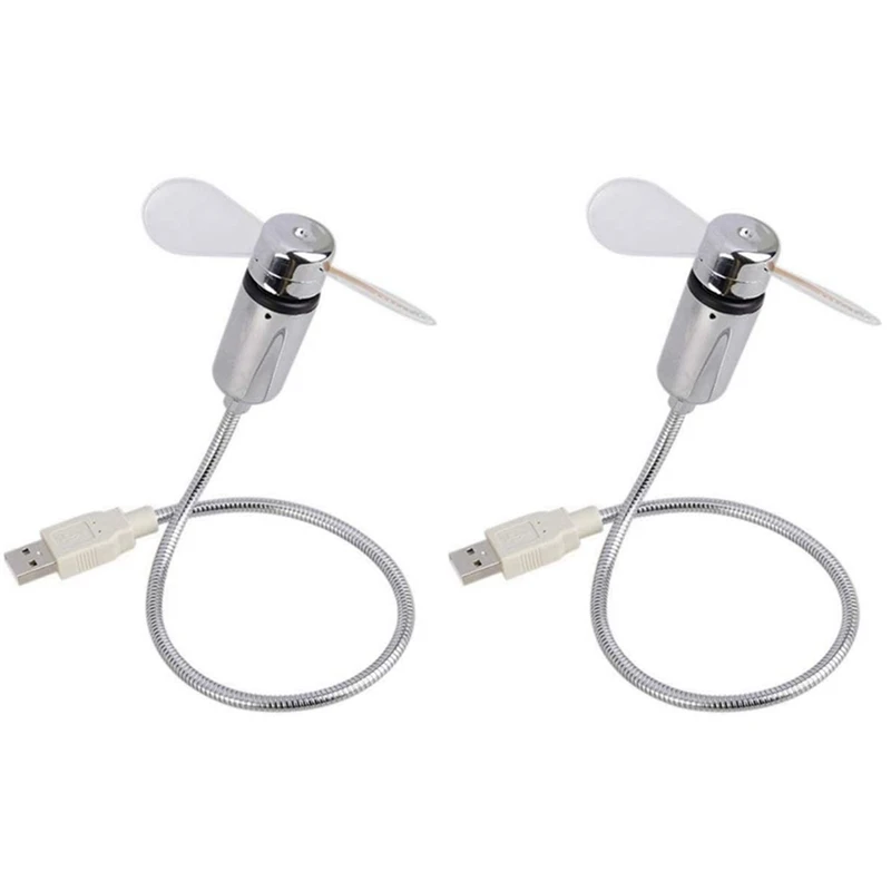 2 USB-вентилятора со светодиодной подсветкой для часов портативный охлаждающий