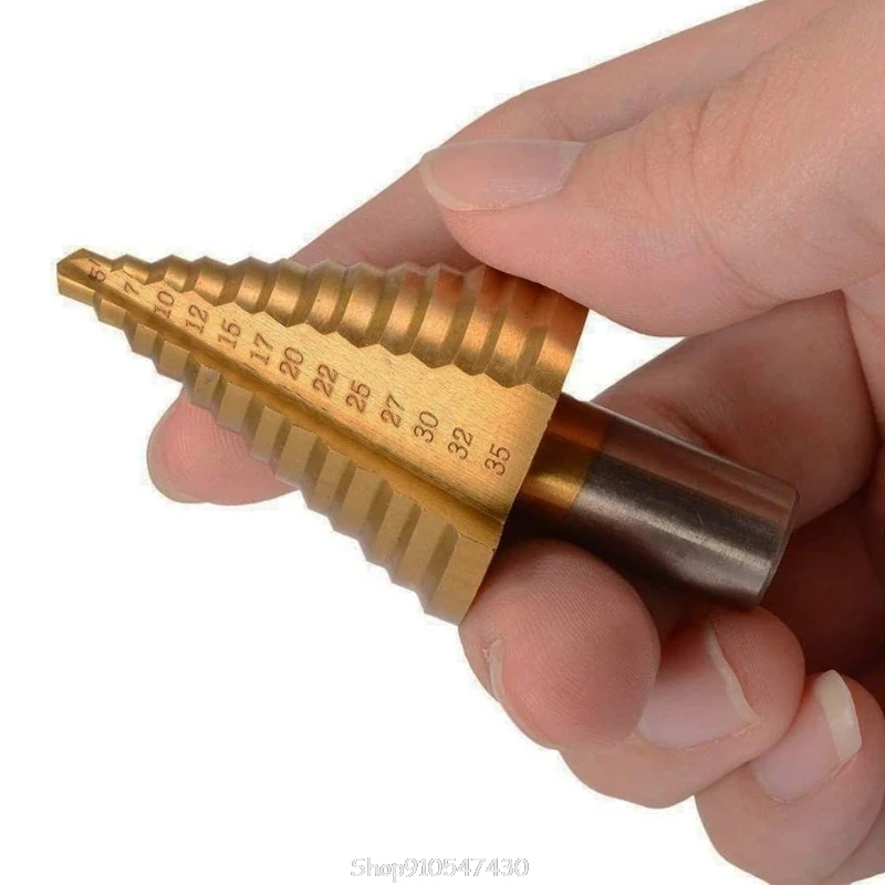 

5-35mm Metric HSS Titanium Coated Step Drill Bit for Wood Metal Core Hole Drilling Tool Round Shank F05 21 Dropship