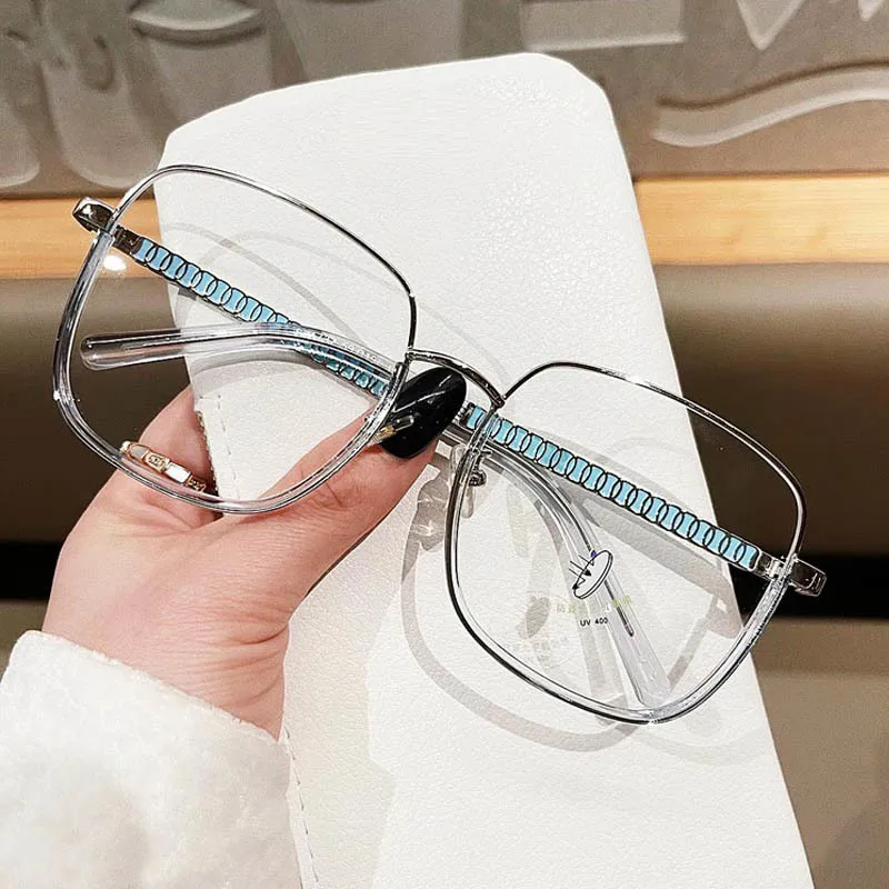 

Metal Half Frame Design Glasses Frame Circle Legs Brand Square Clear Glasses Optical Ladies Spectacles Computer Eyewear Fashion