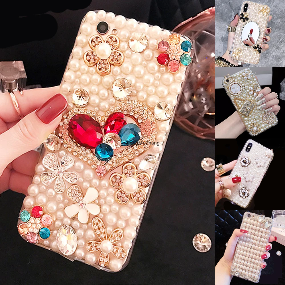 

Luxury Women Crystal Diamond Pearl Case For Samsung J3 J5 A3 A5 A7 2016 2017 J4 J6 J8 A750 Bling Makeup Soft Shockproof Cover