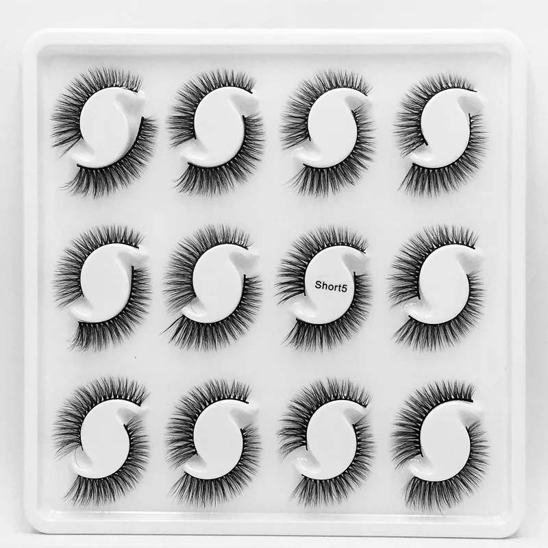 

NEW 12pair Mink False Eyelashes Messy Cross Soft Cotton Stalk Natural Short Fake Eyelashes Smoke Banquet Makeup Mink Eye Lashes