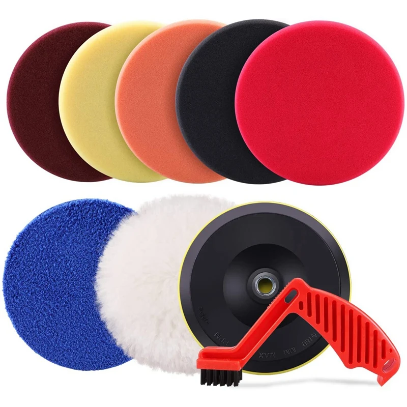 

Polishing Pads Kit,Buffing Pads,Car Foam Buffing Sponge Pads with Backing Plate for Car Care Polisher Waxing Polishing